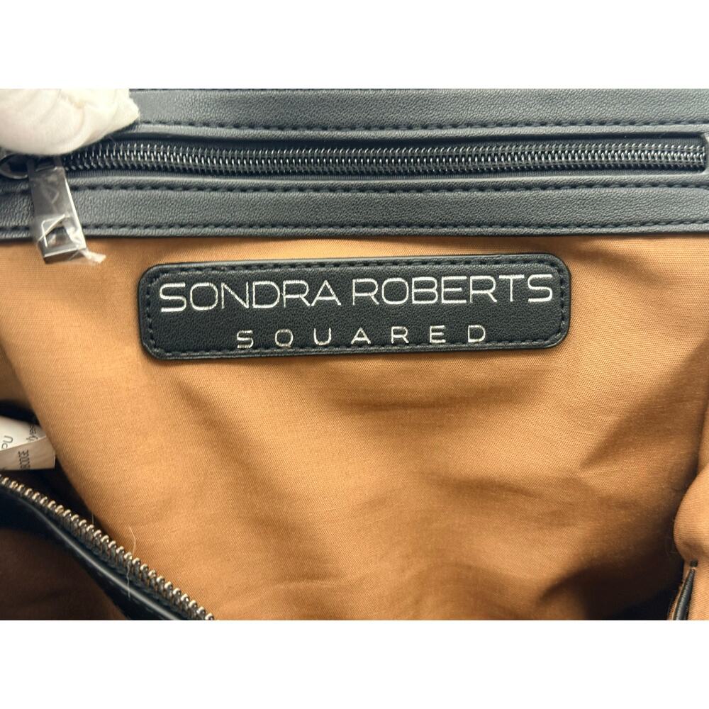 Sondra Roberts "Squared" Black Pebbled Hobo with Suede Lining - Picture 7 of 10